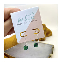  Mini Green Hexagon Hoop Earrings