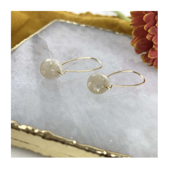 Mini Marble Disc Hoop Earrings