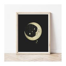  Sleepy Moon and Stars Print