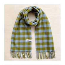  Moss Gingham Lambswool Oversize Scarf
