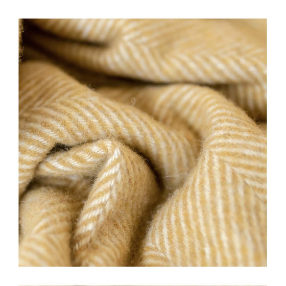 Mustard Herringbone Recycled Wool Knee Blanket