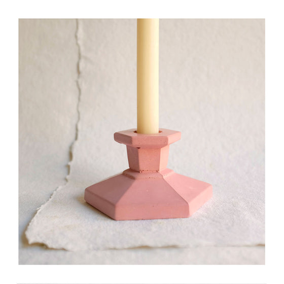 Pink Hexagon Concrete Candle Holder