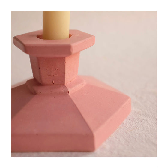 Pink Hexagon Concrete Candle Holder
