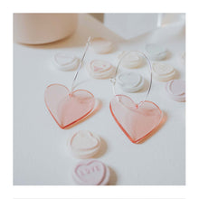  Acrylic Pink Heart Hoop Earrings