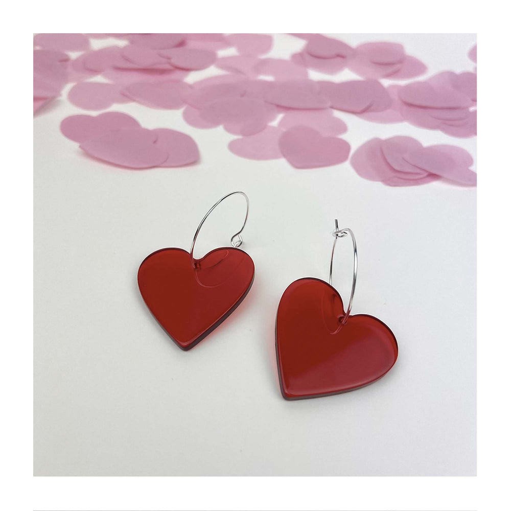 
                  
                    Acrylic Red Heart Hoop Earrings
                  
                