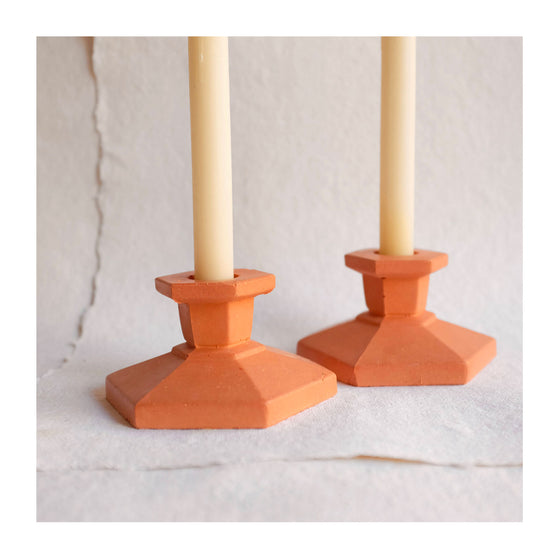 Rust Hexagon Concrete Candle Holder