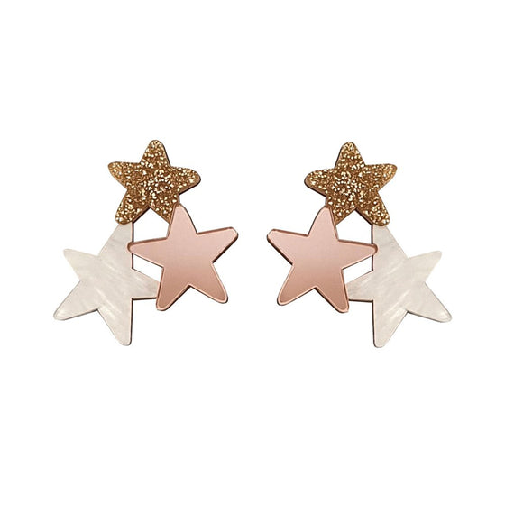 Star Earrings in Gold Glitter