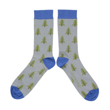  Men's Grey & Green Trees Organic Cotton Ankle Socks