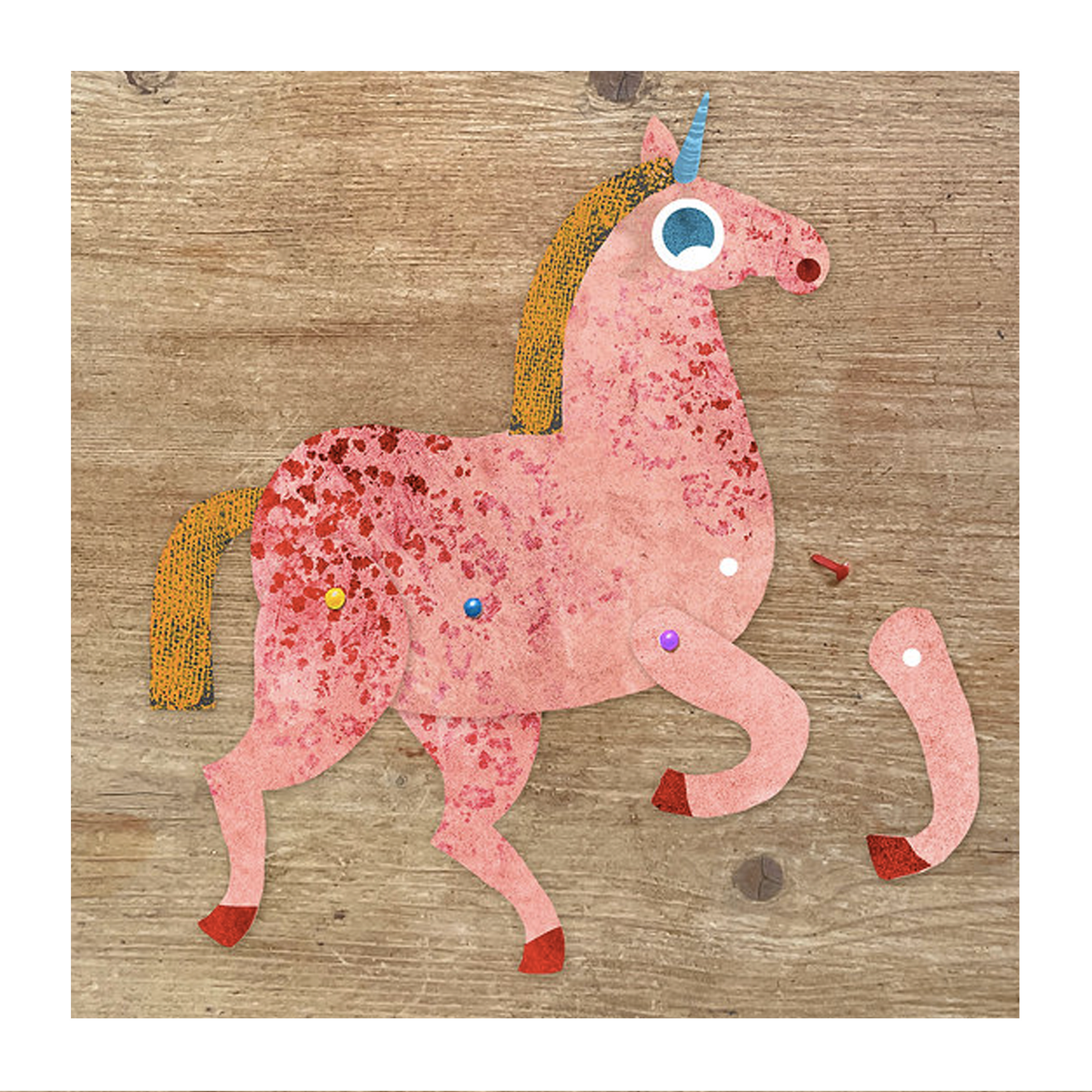 Unicorn Split Pin Puppet A5 Greeting Card