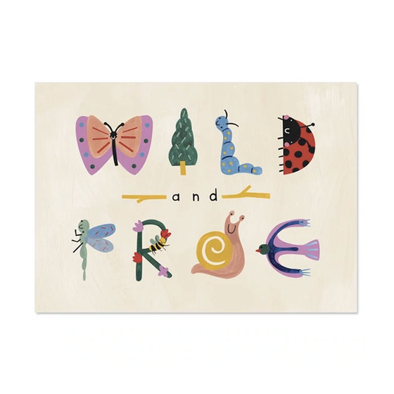 'Wild and Free' Childrens Typographic Print
