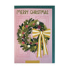 'Merry Christmas' colourful wreath Christmas card