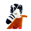 A 100% cotton children's doll in the form of a Zebra wearing a jumper!