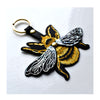 Yellow and silver metallic leather bee key fob by Ark 